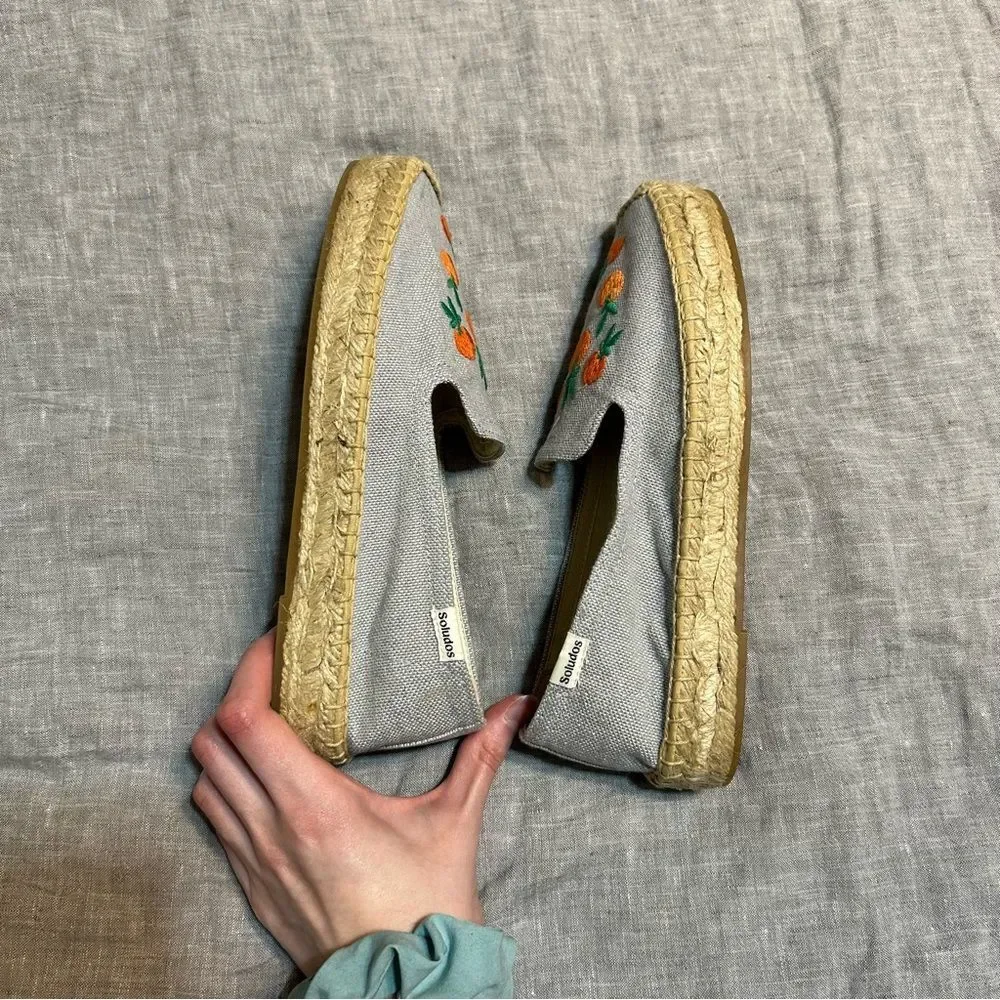 Soludos The Smoking Mule Espadrille Oranges Fruit Dolphin Blue Size 7